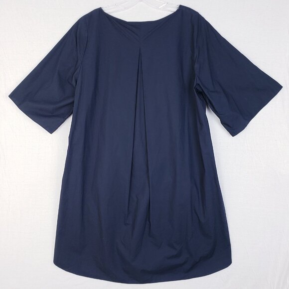 COS Cotton Dress Oversized Dark Navy Trapeze Kimono Sleeves Minimalist size 8 - Picture 5 of 9